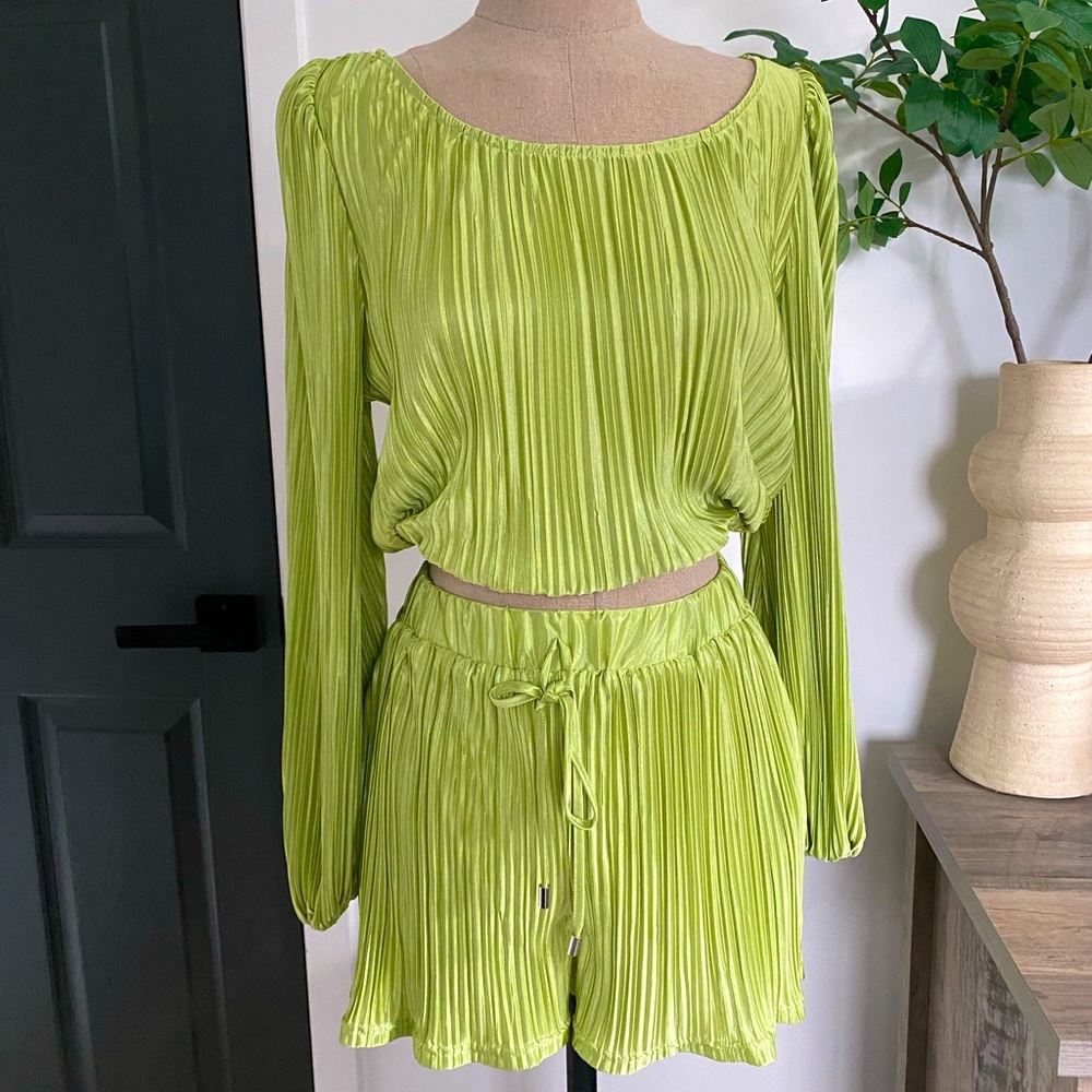 Lime green top and shorts